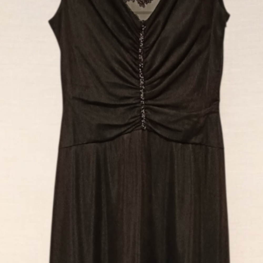 M🖤Evening Prom Cocktail Elegant Black Maxi Dress with Back Lace 🖤 Goth Emu - Picture 6 of 11